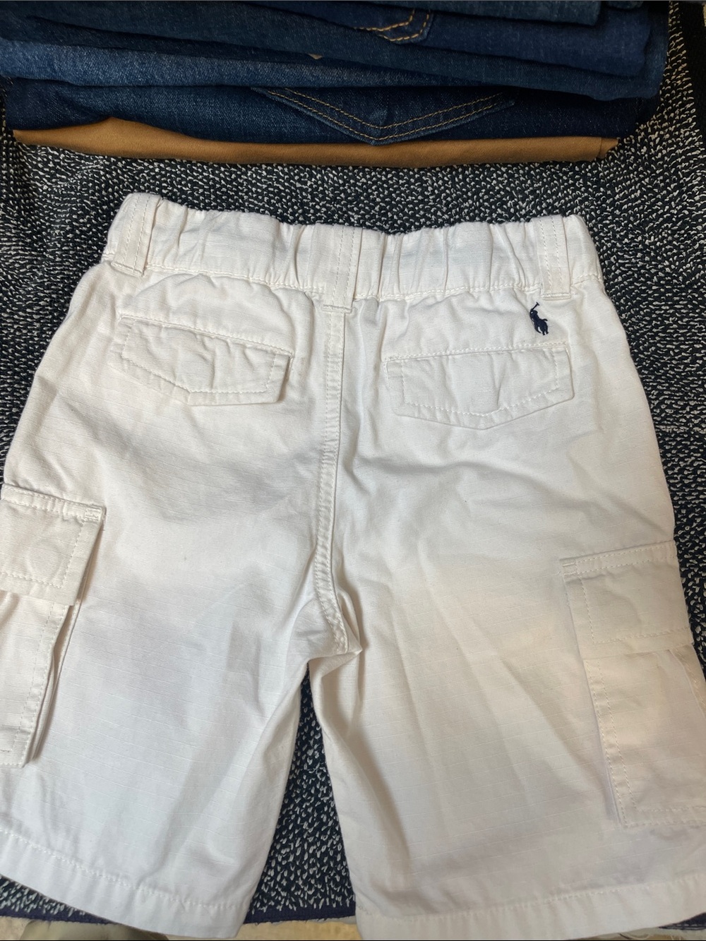 Ralph Lauren White Cotton Cargo Shorts for Kids